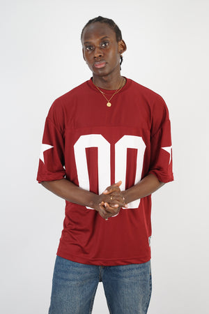 Essence of Life American Football Jersey T-shirt in Burgundy