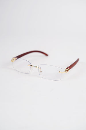 Buffalo Horn Rimless Wood Frame Sun glasses in Crystal