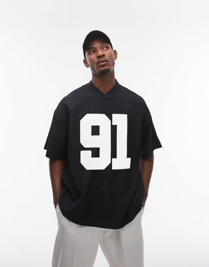 Vamos Pleated Jersey T-shirt in Black