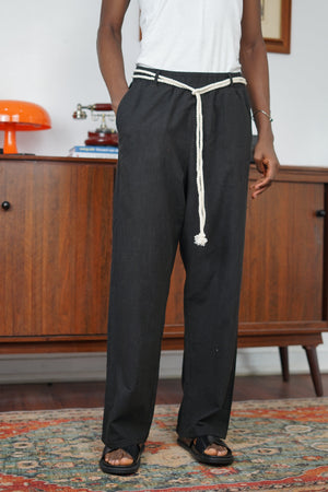 Essence of Life Baggy Linen Pants in Black