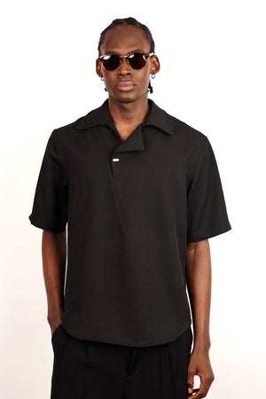 M Studio Flap Polo Shirt in Black