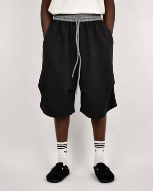 Nuclear Fussion layered Sweat Shorts in Black