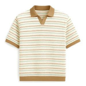 Giesto Jacquard Knit Polo shirt in brown/green