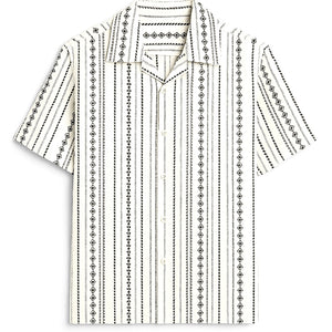 Giesto Striped oversized revere shirt in ecru/black