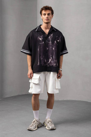2morrow Dobberman Short Sleeve Revere Shirt in Black