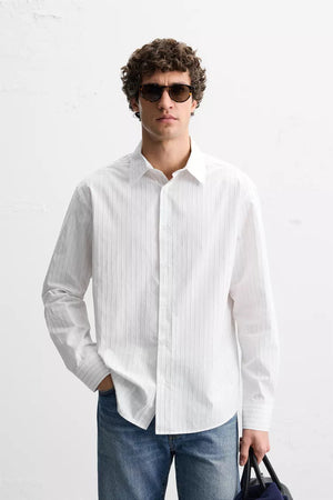 Vamos Pinstripe Shirt in white