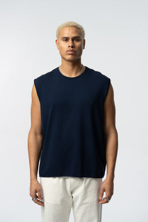 2512 Oversized sleeveless t-shirt in blue