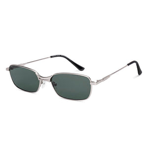 Full Rim Rectangular Silver Green Sun glasses