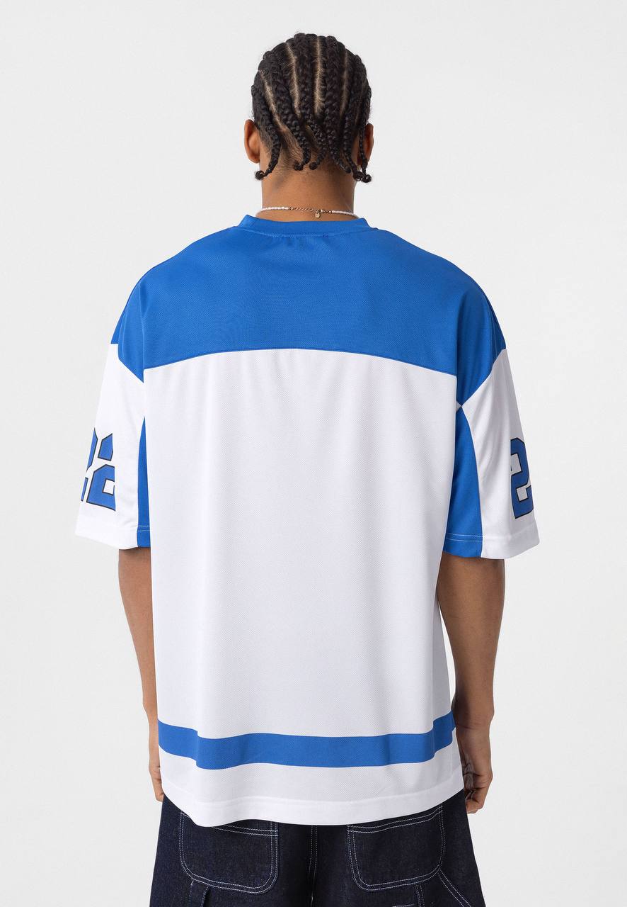 Essence of Life Mesh Jersey T-shirt in Blue