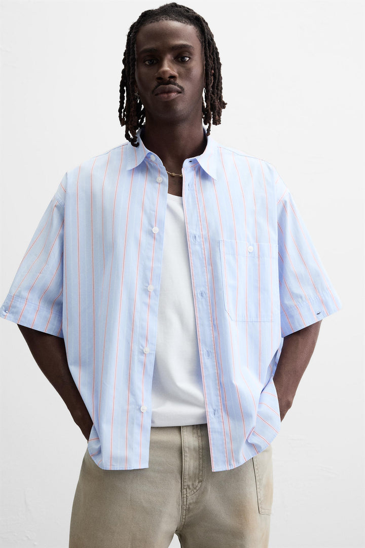 Garm Island Detachable Sleeve Striped Shirt