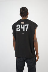 Mechanic Focused Backprint Armless T-shirt in Black