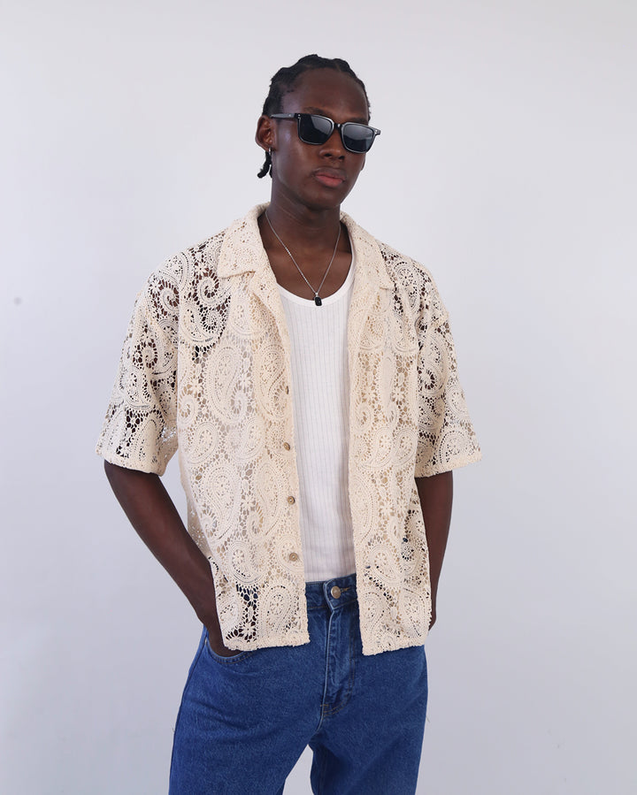 Garm Island Rico Crotchet Shirt in beige