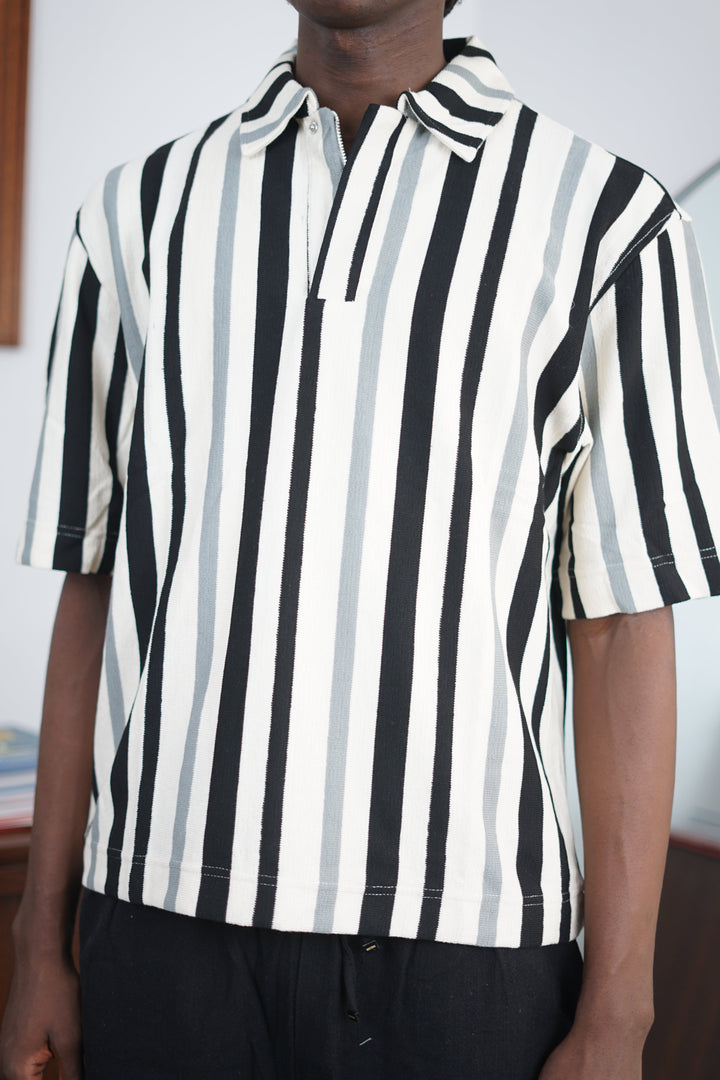 Massimo Cariño bar stripe polo shirt in torquoise