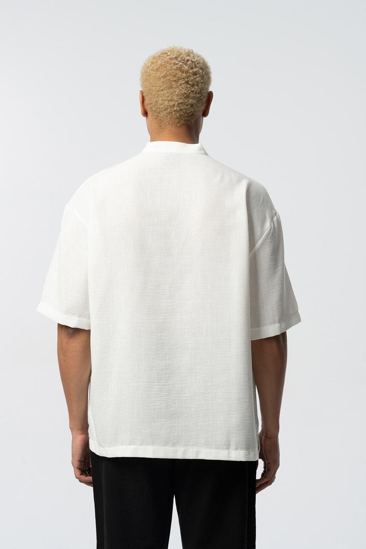 2512 V-NECK DETAILED SHIRT IN WHITE