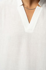 2512 V-NECK DETAILED SHIRT IN WHITE