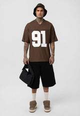 Vamos Pleated Jersey T-shirt in Chocolate
