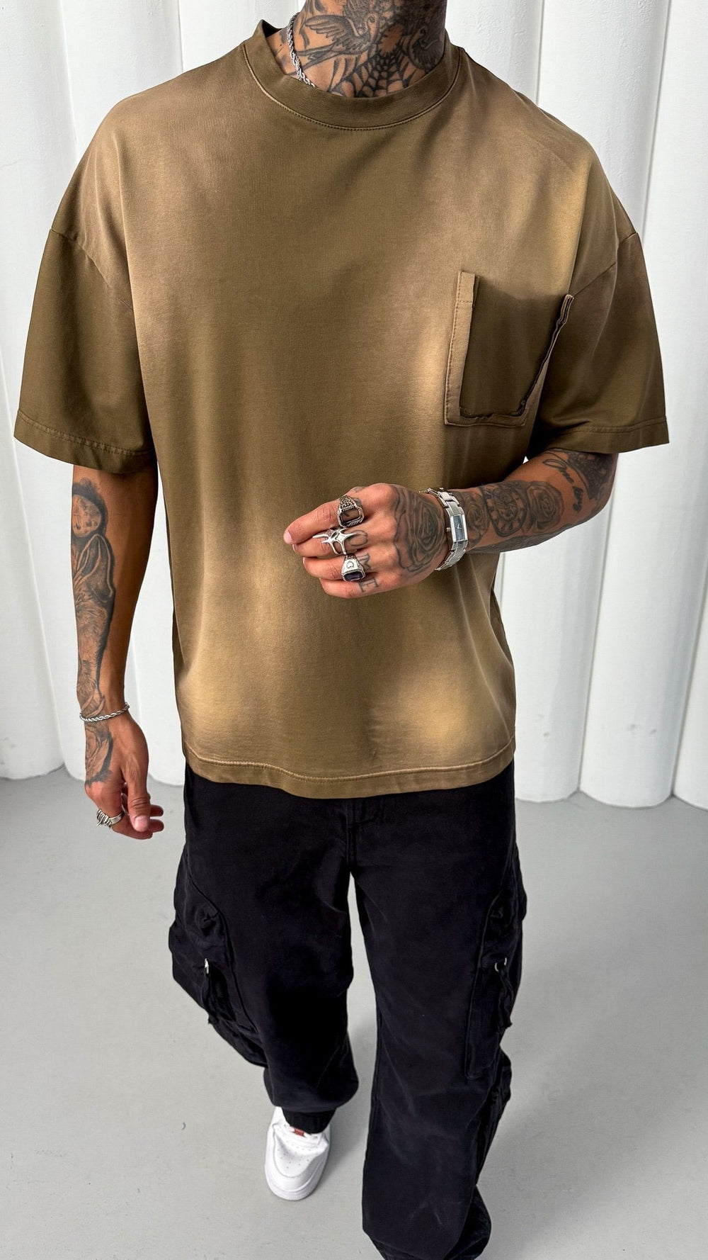 Mechanic Sun Faded T-shirt in Brown