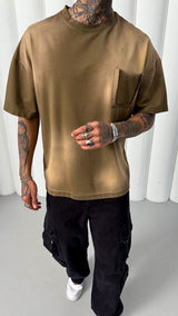 Mechanic Sun Faded T-shirt in Brown