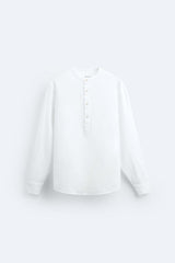 Garm Island Linen Blend Tab Collar shirt in white
