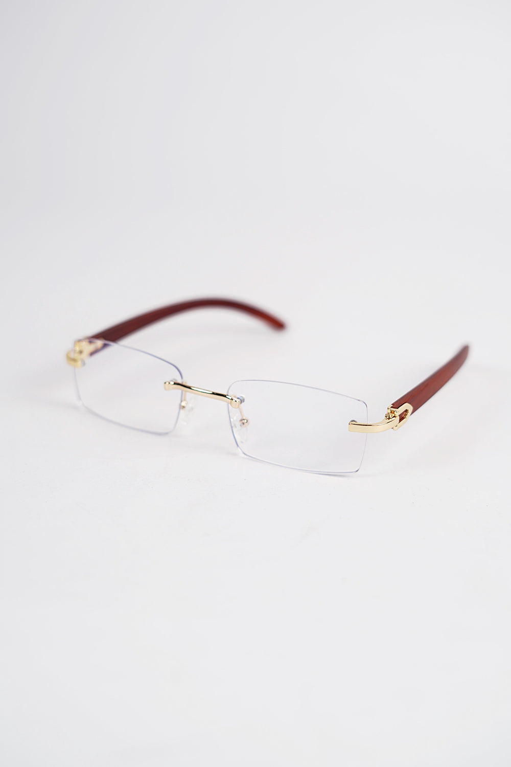 Buffalo Horn Rimless Wood Frame Sun glasses in Crystal