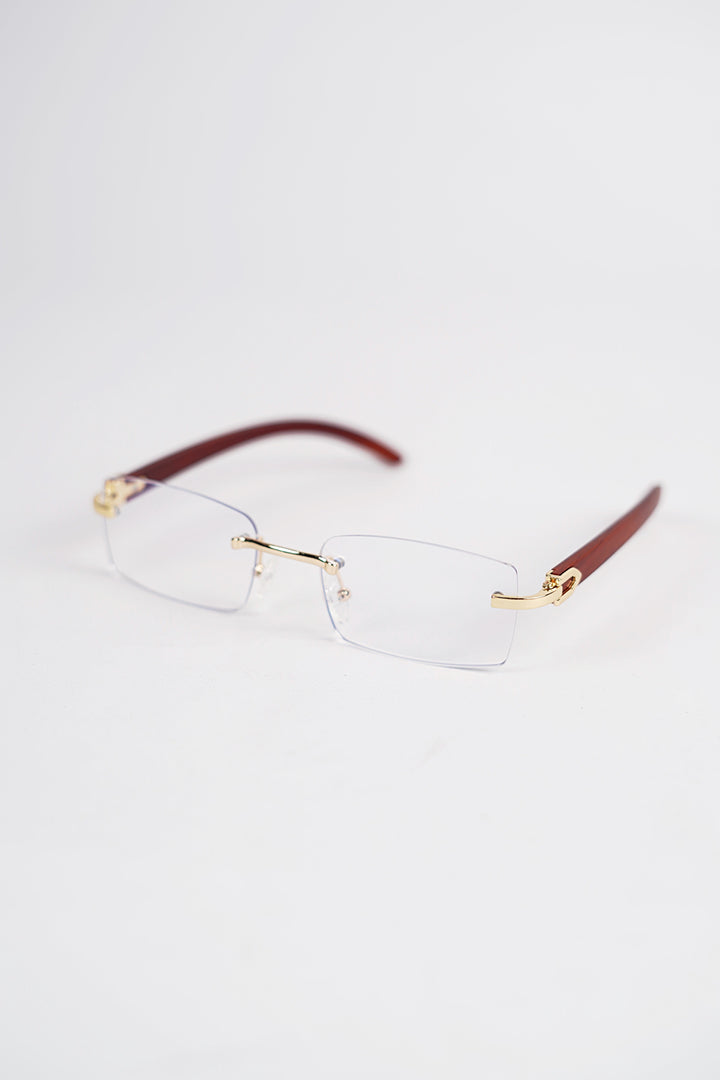 Buffalo Horn Rimless Wood Frame Sun glasses in Crystal