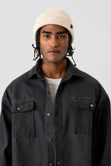 VAMOS POCKET DETAILED OVERSIZE DENIM JACKET BLACK