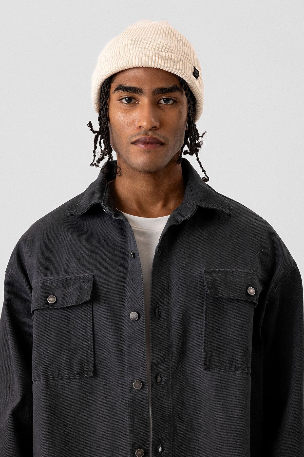 VAMOS POCKET DETAILED OVERSIZE DENIM JACKET BLACK