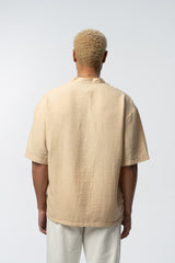 2512 V-NECK DETAILED SHIRT IN KHAKI