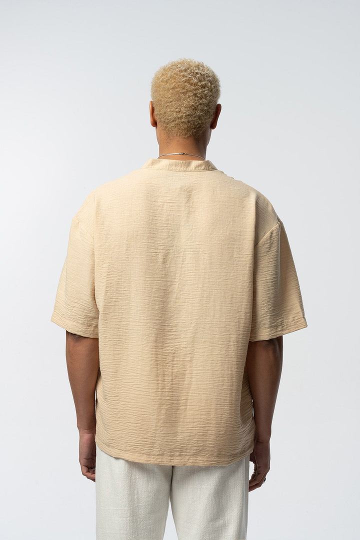 2512 V-NECK DETAILED SHIRT IN KHAKI