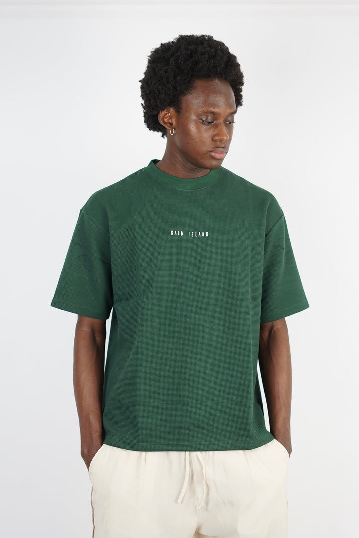 Garm Island Premium Oversized Waffle T-shirt in green