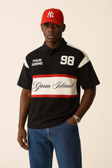 Garm Island Pixel Rugby Polo Shirt in Black