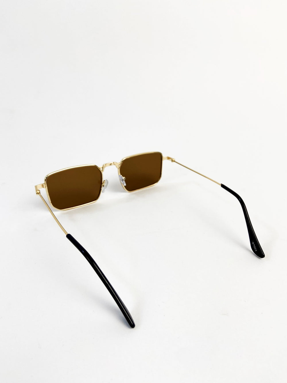Rectangular gold rim sun glasses in brown