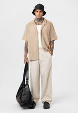 Essence of Life Crotchet Resort Shirt in Beige