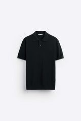 Garm Island Basic Knit Polo Shirt in Black