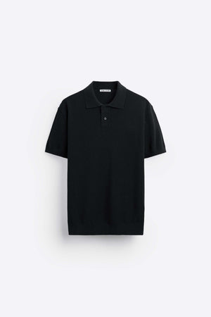 Garm Island Basic Knit Polo Shirt in Black