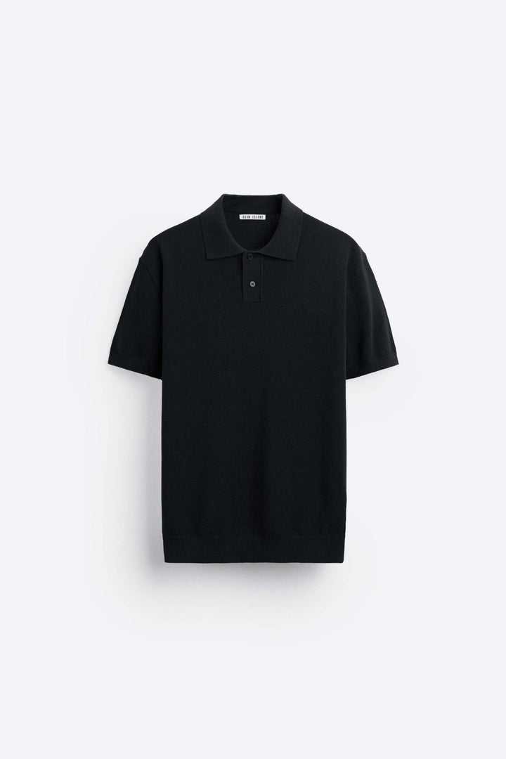 Garm Island Basic Knit Polo Shirt in Black