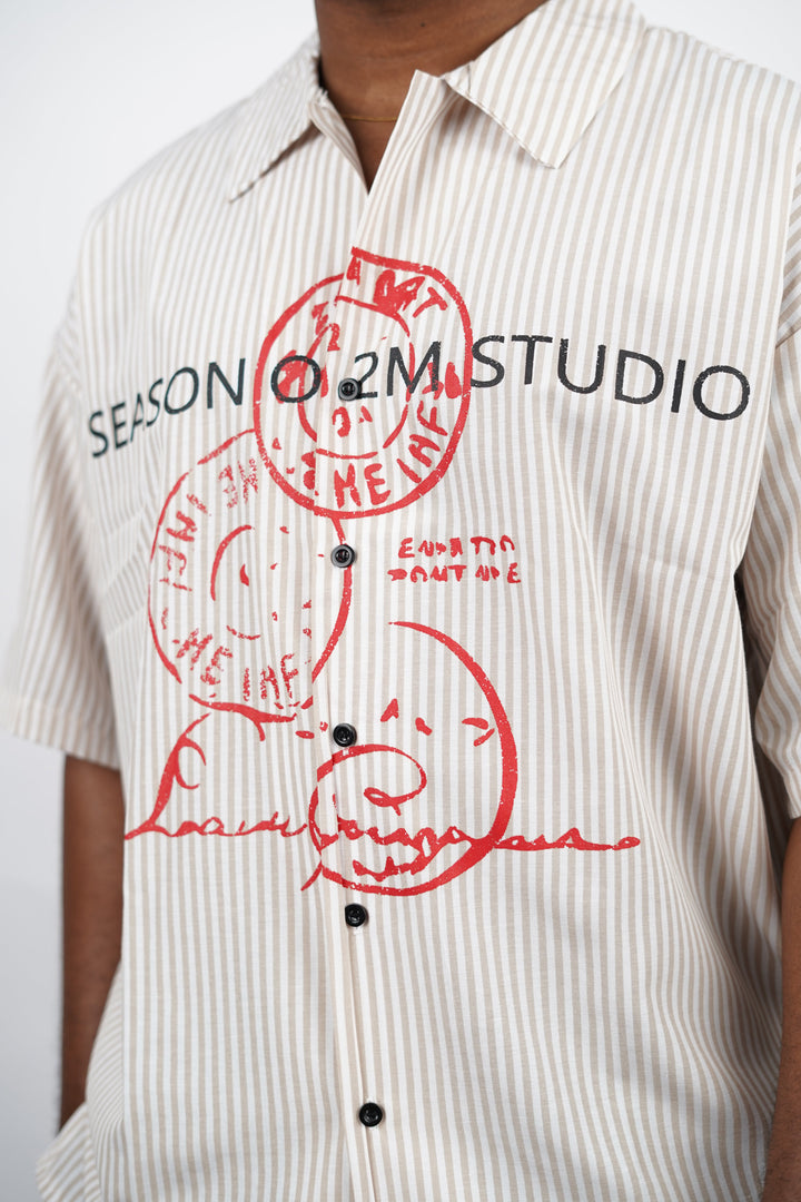 2morrow Boxy Striped Short Sleeve Shirt with Backprint