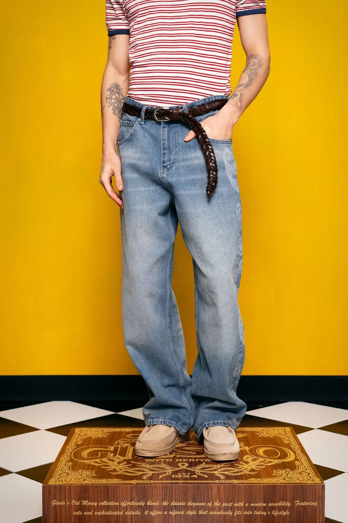 GIESTO LASER PATTERNED JEANS IN BLUE