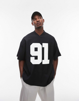 Vamos Pleated Jersey T-shirt in Black