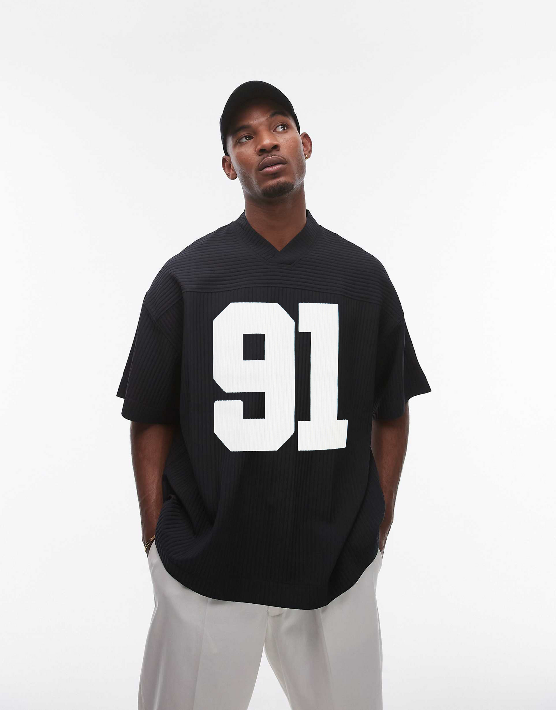 Vamos Pleated Jersey T-shirt in Black
