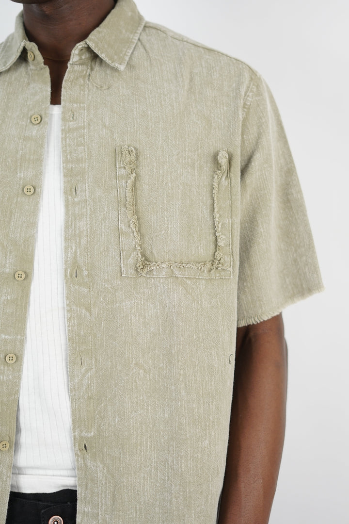 Essence of Life Oversized Short Sleeve Shirt in Khaki