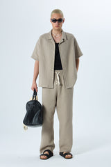 Vamos Oversized Cotton Waffle Set in Mink
