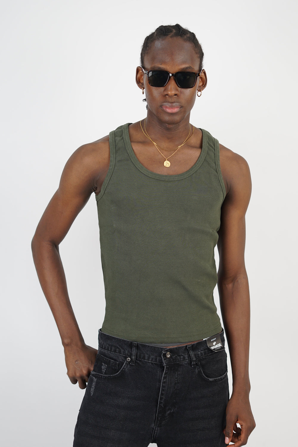 Vamos Cotton Vest T-shirt in Green