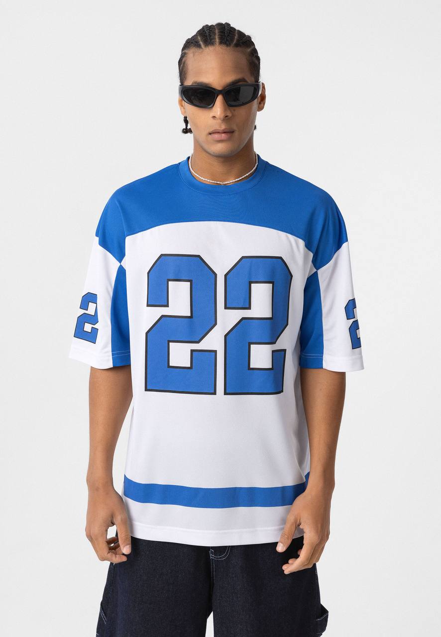 Essence of Life Mesh Jersey T-shirt in Blue