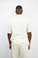 Giesto linen short sleeve shirt in off white