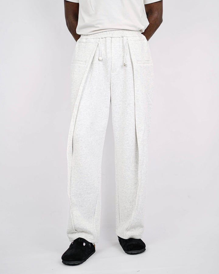 Nuclear Fussion toggle Pleated Sweat Pants in Light Grey