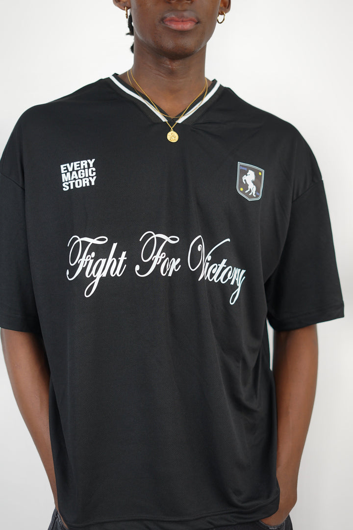 Vamos Victory Oversized Mesh Jersey T-shirt in Black
