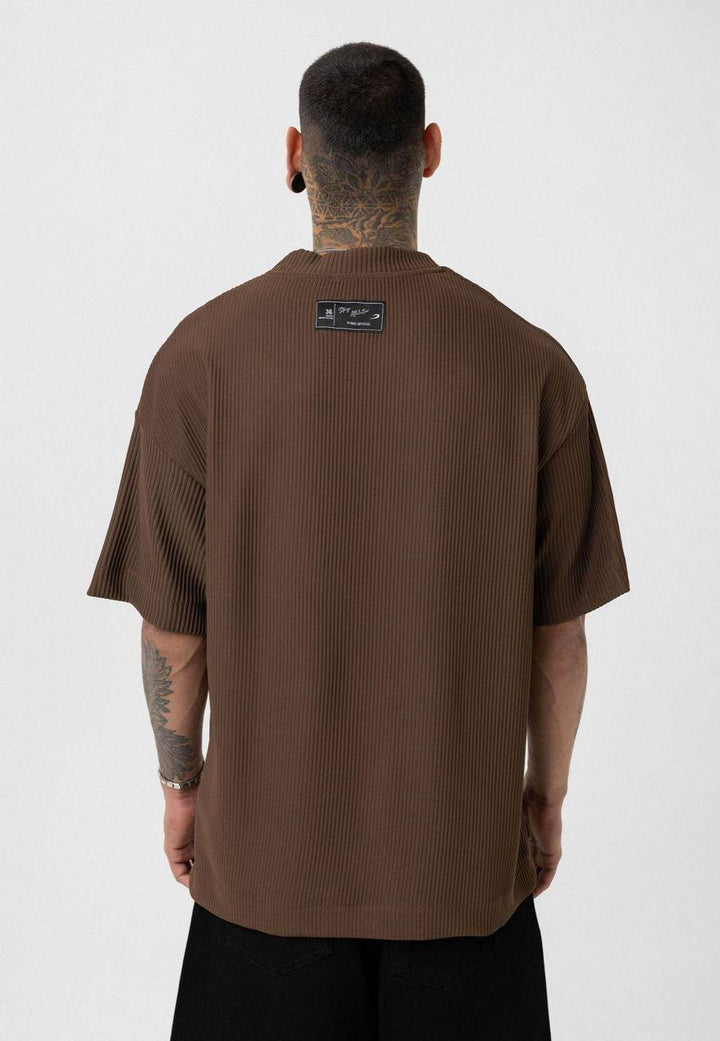 Vamos Pleated Jersey T-shirt in Chocolate