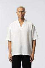 2512 V-NECK DETAILED SHIRT IN WHITE