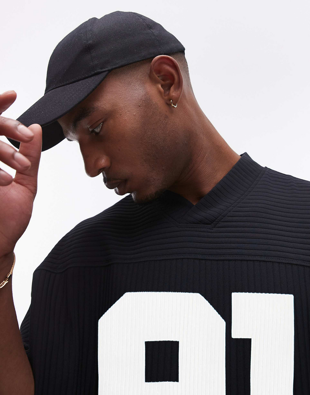 Vamos Pleated Jersey T-shirt in Black